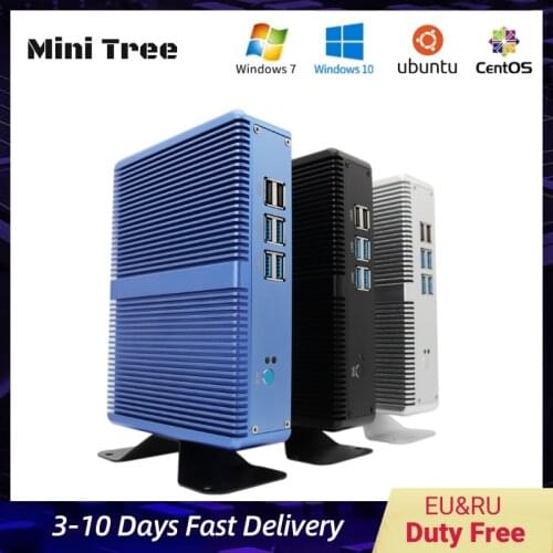 2021 Hot Sale Fanless Mini Computer Pc Core I3 5005U I5 4250U 4500U Barebone TV Box With 4USB3.0 4K HD VGA Windows 10 Linux WIFI