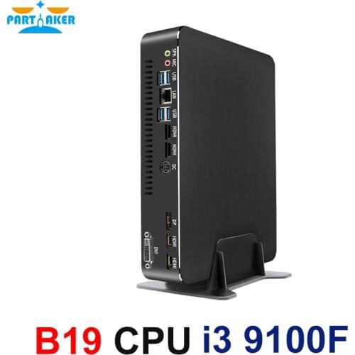 Partaker Gaming Mini Computer Intel Core i3 9100F Dual Graphics Nvidia GTX 1050/1050ti/1650 4GB Mini Dektop PC 2 HDMI DP DVI