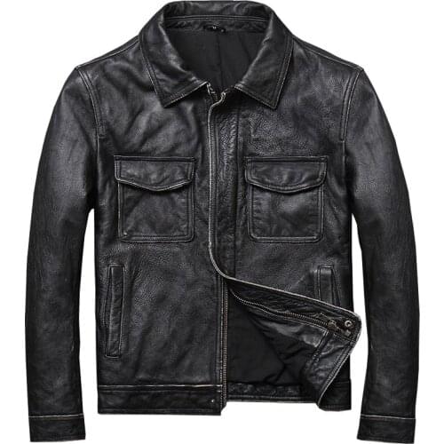 Plus Size XXXXL Mens Real Leather Flight Jackets Motocycle Man Overcoats Aviator Jacket Male Genuine Leather Coats European A584