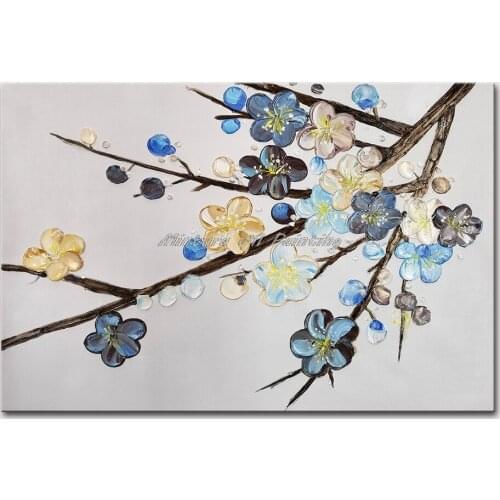Mintura Wall Picture for Living Room Oil Paintings on Canvas Hand Painted Flowers on The Branches Hotel Decora Wall Art No Frame