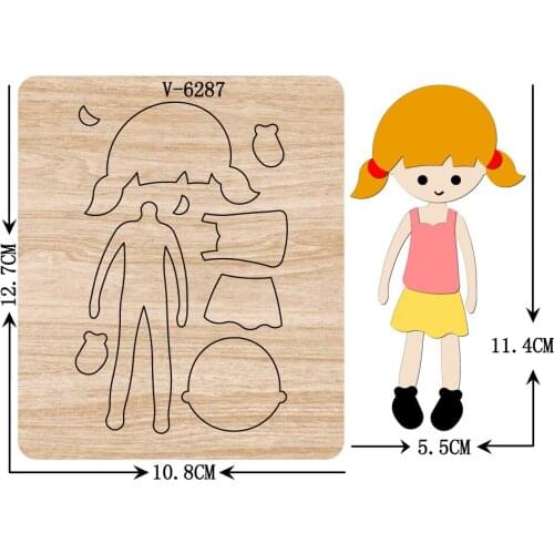 New girl wooden dies cutting dies for scrapbooking Multiple sizes V-6287