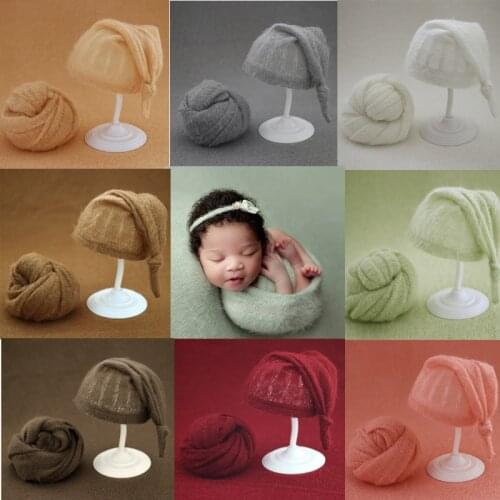 2 Pcs Mohair Baby Blanket Boys Girls Bedding Blanket+Beanies Cap Set nfants Sleeping Swaddle Wrap Newborn Photography Props