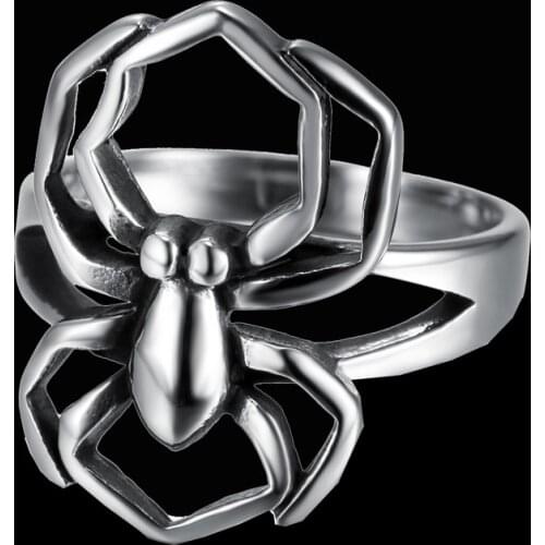 Cool Punk Gothic Jewelery Vintage Stainless Steel Animal Spider Butterfly Coffin Ring For Ladies Women Gift