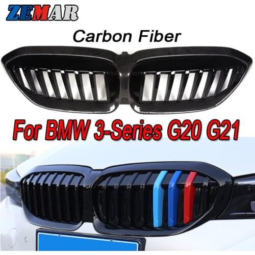 Carbon Fiber/Black Front Bumper Racing Grill Kidney Grilles For BMW G20 G21 G28 3 Series 2019 2020 M Power Sport Accessories