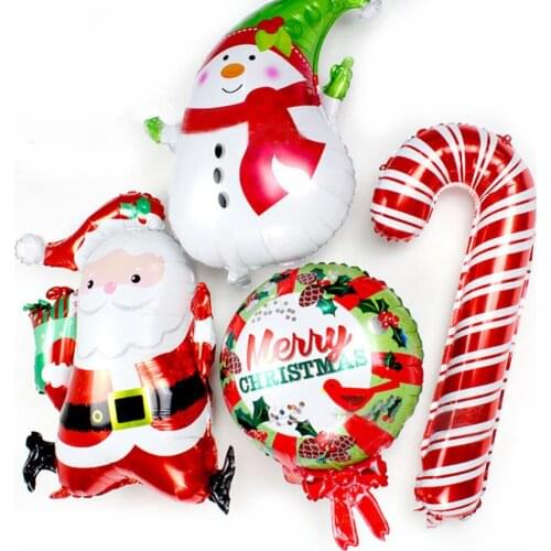 Christmas Balloons Santa Claus Snowman Walking Stick Foil Air Balloons Kids Christmas Gifts Toys for Boy Girls Party Decoration