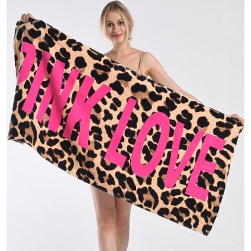 Girl Leopard Pink Beach Towel Adults Soft Cotton Absorbent Swimming Sport Bath Towel Terry Travel Blanket Tapestry Gift 145x70cm