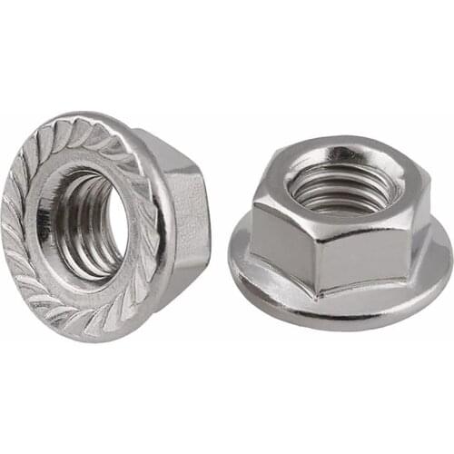 Hex Serrated Flange Nut M3 M4 M5 M6 M8 M10 M12 DIN6923 316 Stainless Steel Hexagon Serrated Spinlock Flange Nut Locknut Lock Nut