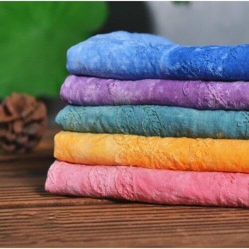 Wide 52'' Tie-dye Craft Embroider Fabric Top Grade Ramie Cloth Summer Thin Skirt Scarf Material By the Half Yard