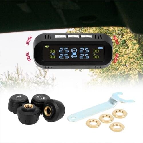 Temperature Warning Solar TPMS Car Tire Pressure Alarm Monitor System With 4 Sensors Intelligent Digital Display Auto Security