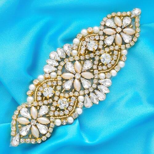 Bridal Clothes Sewing Crystal Applique Handmade Wedding Dresses Rhinestones Accessories Rhinestone Trim S106