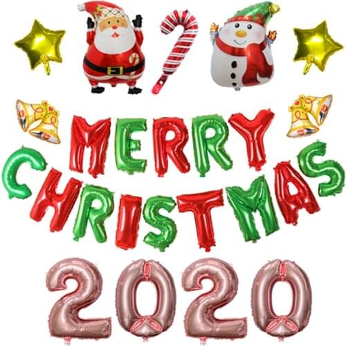 Merry Christmas Foil Balloons Christmas Tree Balloon 2020 Christmas Party Decorations Noel Gift Ball 2019 New Year Santa Globos