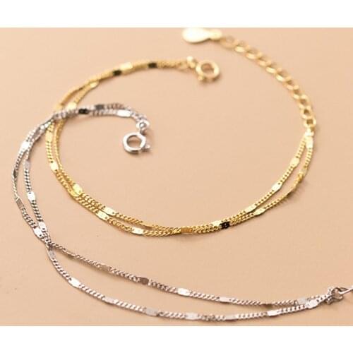 Punk Double Geometry Cuba Chain Charm Bracelet & Bangle Womens Silver Plated Hip Hop Jewelry Anniversary Birthday Gift