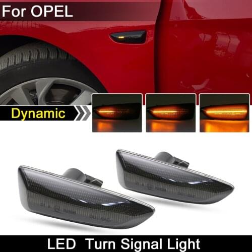 1 Pair For Opel Astra-J Astra-K Zafira Crossland Insignia Smoked Lens LED Side Marker Light Dynamic Amber Turn Signal Lamp
