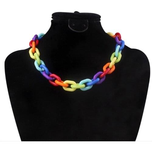 1PC Chunky Long Chain Necklaces/Bracelet For Women Boho Colorful Acrylic Chain Choker Necklaces Pendants Fashion Women Jewelry