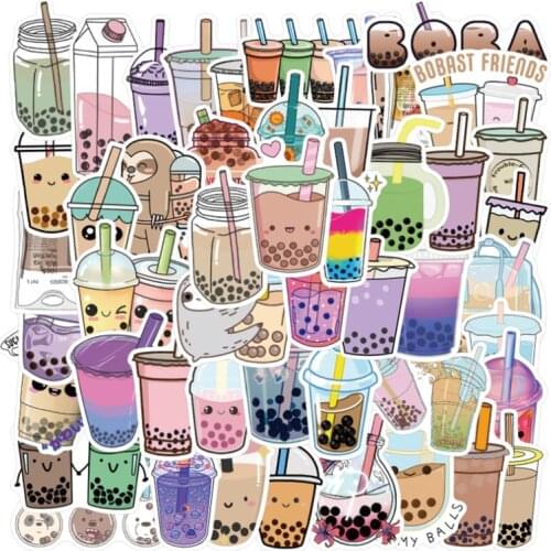 10/30/50Pcs/Set New Pearl Milk Tea Graffiti Waterproof Skateboard Travel Suitcase Phone Laptop Luggage Stickers Cute Kids Girl