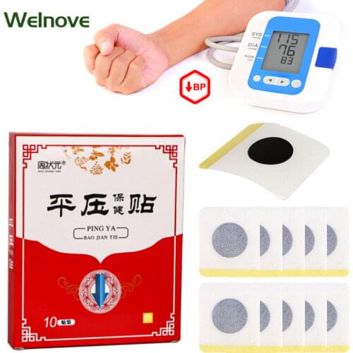 10pcs/box Hypertension Acupoints Patch Reduce High Blood Pressure Treatment Stabilize BP Herbal Medical Plaster Care Patches