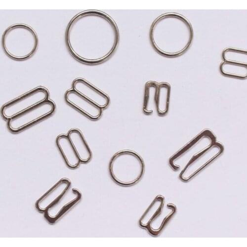 100 pcs / lot 6mm/8mm/10mm/12mm/15mm/20mm silver ring slider hook bra sewing buckle