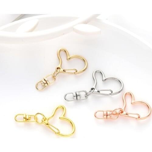 100pcs Split Ring Alien Love Heart shaped Keychains Metal Key Chain Ring Split Rings Unisex Keyring Keyfob Accessories DIY