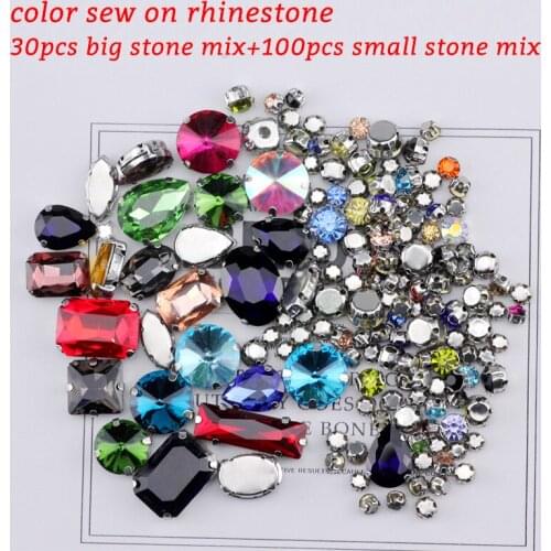 130Pcs/bag Crystal Colorful Sew on Rhinestone Claw for DIY Party Dinner Dress Accessories