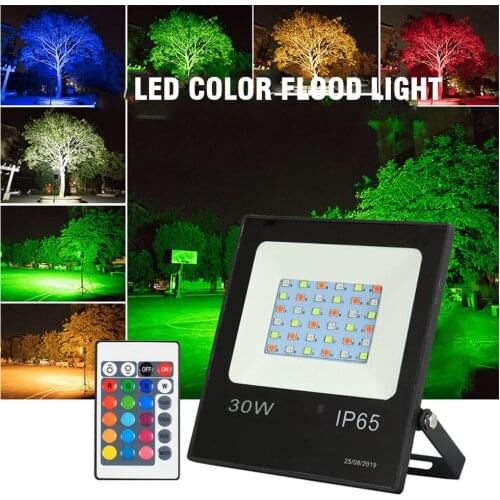 2 Pack 30W LED Flood Light RGB Super Bright Security Lights IP66 Waterproof Outdoor FloodLights for Yard Garden Playground