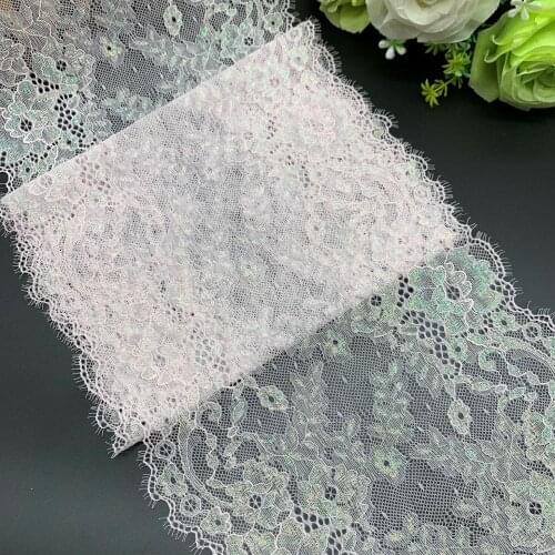 3y/lot 2 color22.5cm Exquisite shiny green pink eyelash elastic lace trim with shimmer trimming garment acce DIY material fabric