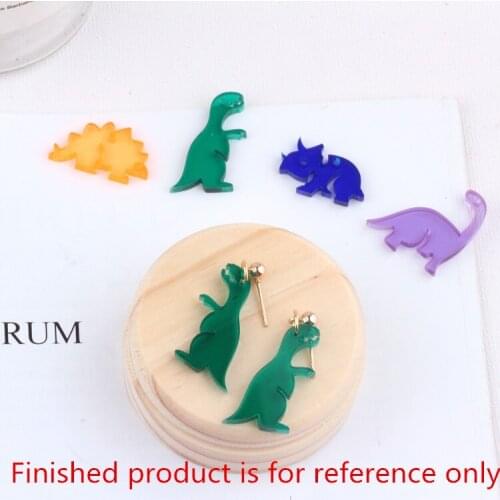50pcs/lot color print animal cartoon dinosaur style shape acrylic fashion beads diy jewelry earring/garment pendants accessory