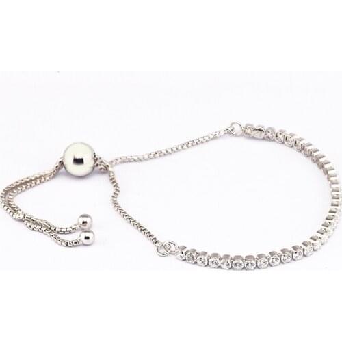 Authentic 925 Sterling Silver Clear CZ Sparkling Strand Bracelets for Women Fashion Jewelry Pulsera Mujer Wholesale