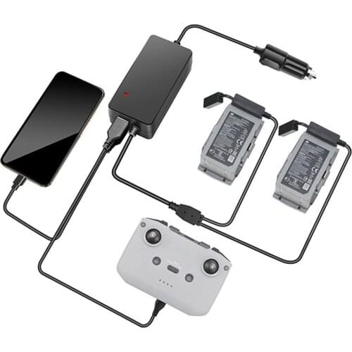 Car Charger Charging Hub for DJI Mavic Air 2 Two Battery & Remote Control Charging Adapter for DJI Mavic Air 2 Drone Accessories