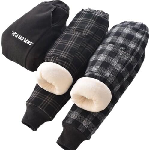 Brand New Pants for Boys Childrens Clothing Sweatpants Winter Thickened Warm Clothing for Girls Plaid Pants for Kids Leggings