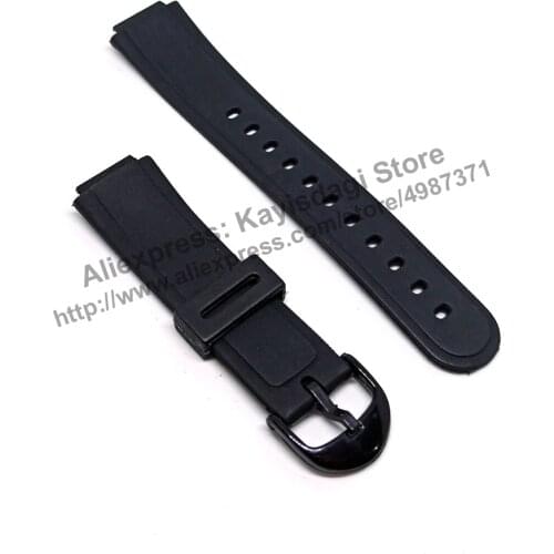 15mm Black Rubber watch band / strap comp. Casio AW-30 , AW-33 , AW-34 , AW-35 , AW-43 , AW-51K , SWC-03 , EB-3008
