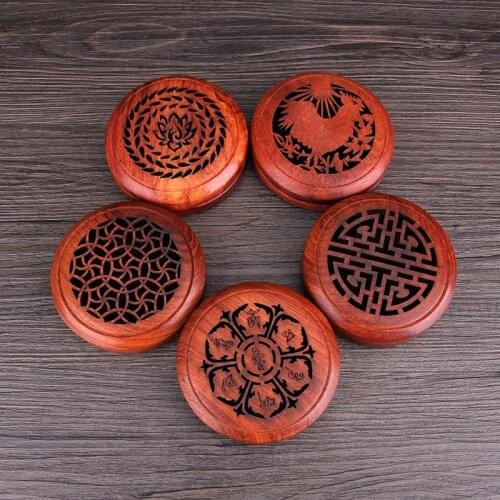 Wood Zen Incense Burners Incense Holder Incense Coil Box Lying Censer Classical Rosewood Hollow Antique Finish Tea Culture