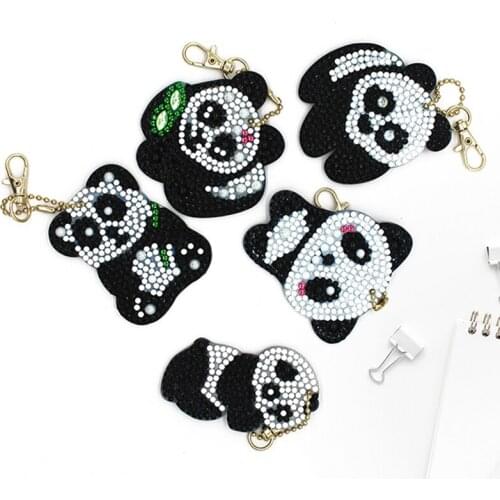 DIY Animal pandas Diamond Painting Keychain Pendant Full Drill Special Shaped Diamond Embroidery Cross Stitch Women Bag Pendant