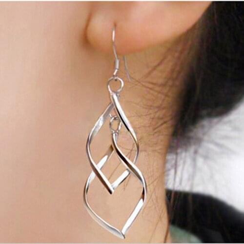Women Classic Double Layer Loops Design Twist Wave Alloy Earrings for Daily School Office