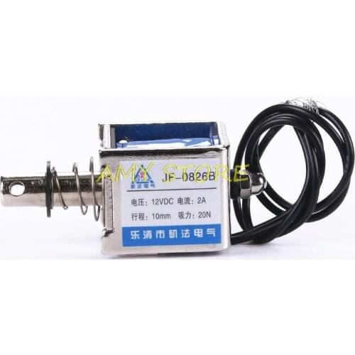 JF-0826B DC 12V 24V Open Frame Solenoid 10mm Stroke Push Pull Type Electronic DC Electromagnet 20N Force