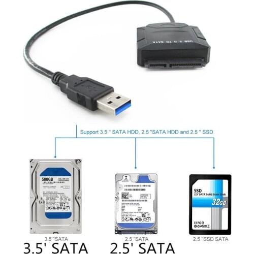 USB 3.0 TO 22PIN SATA 3.0 Female 2.5 3.5inch HDD SSD Adapter Cable Laptop PC