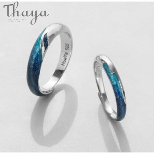 Thaya Bright Shining River Emerald Rings s925 Silver Circular Soft Blue Romantic Jewelry Ring for Women Elegant Simple Gift