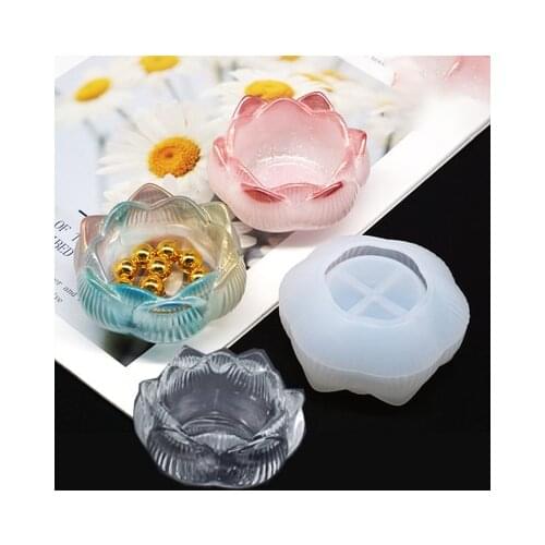 Lotus Storage Box Ashtray Silicone Mold DIY Transparent UV Resin Epoxy Mold For DIY Making Finding Accessories Jewelry