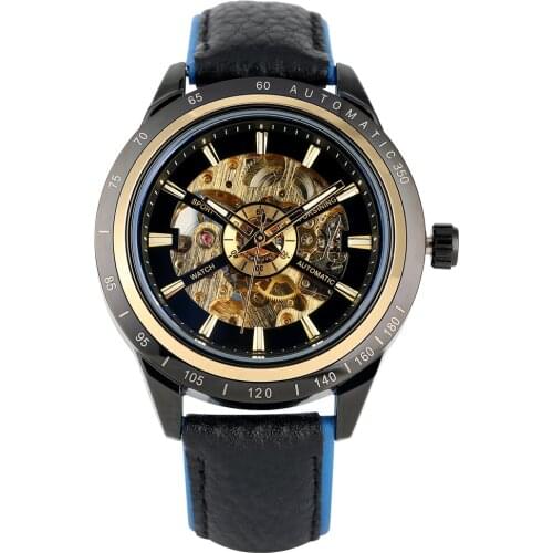 Mechanical Wristwatch for Boys Mens Stainless Steel Skeleton Mechanical Watch Automatic-self-winding Hollow-out Dial Mechanical