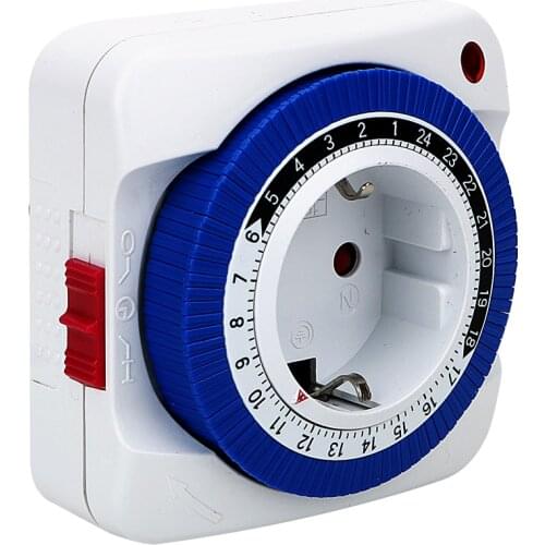 Power Switch Timer EU Plug Mechanical Timer Energy Saving 15Mins-24 Hours Plug-in Timer 230V 50Hz Plug Socket