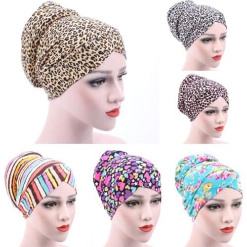 Leopard Print Muslim Fashion Womens Hijabs Muslim Cotton Cover Inner Cap Islamic Head Wear Hat Under Scarf