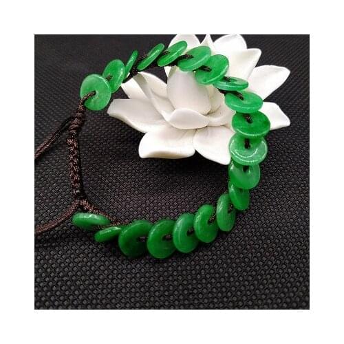 Fashionable hand-woven jadeite safety buckle bracelet Jadeite iron dragon Sheng Xiao Ping buckle hand-jewelry birthday gift