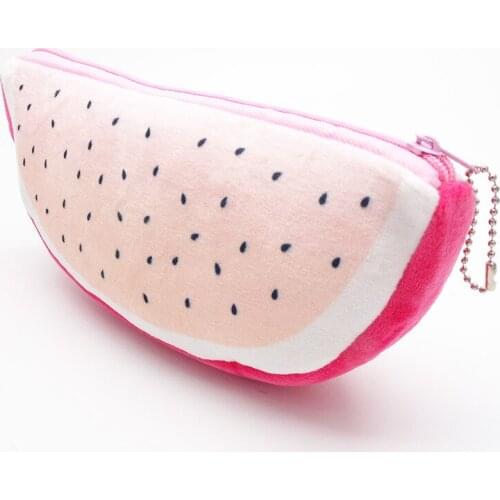 Fashion Cute Dragon Fruit Velvet Wallet Pencil Case Pen Bags Purse Plush Pouch Storage Stationery Woman Make Up Cosmetic Handbag