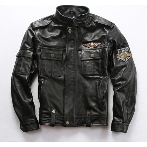 2021Genuine Leather Jacket Male Spring Autumn 007th Anniversary War Police Jacket High Quality Cowhide Leather Brand Coats