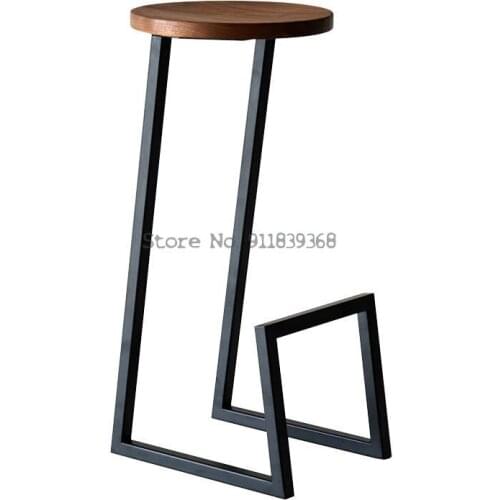 Nordic Family Metal Fashion High Chair Bar Light Luxury Solid Wood Modern Simple Restaurant Commercial Bar Stool