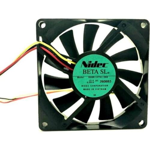 Original NIDEC 8CM 8015 12V 0.09A D08R-12TS1 06B 80 * 80 * 15mm three-wire quiet cooling fan
