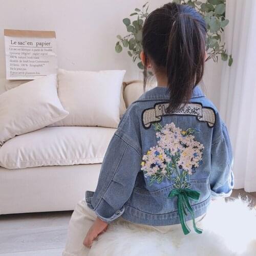 Autumn Embroidery Floral Jackets Coat Children Clothing Girl Women Baby Denim Kids Clothes Jacket Casual Tops Outerwear Coats