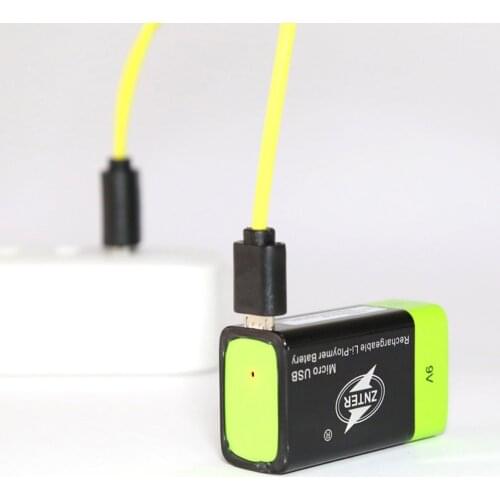 1PCS ZNTER 9V 600mAh USB rechargeable lithium battery 6F22 rechargeable lithium battery + 1PCS 1 in 1 Micro USB charging cable