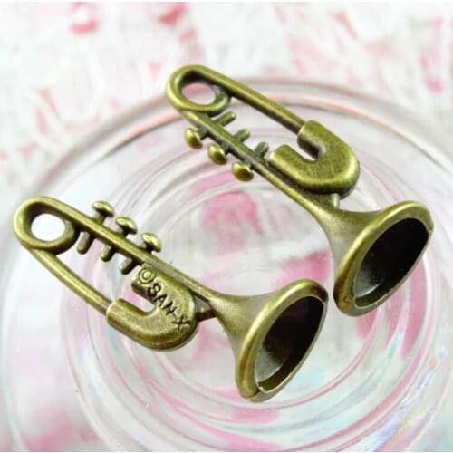 50Pcs/lot 24*9.5MM Antique Bronze Zinc Alloy Trumpet Charms Pendant Fit For Jewelry Making