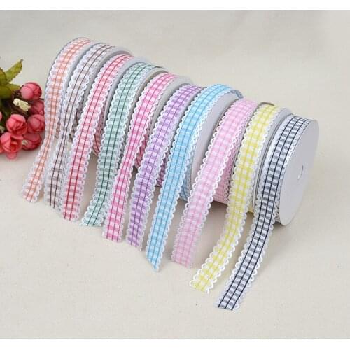 PPCrafts 20mm High Quality 10Colour Plaid Printing Grosgrain Ribbon DIY Lace Egde Wedding Clothing Sewing & Fabric Accessories