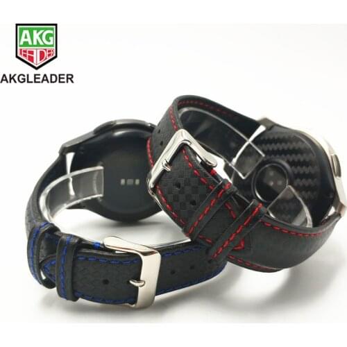 AKGLEADER For Samsung Galaxy Watch 46mm Gear S3 Carbon Fiber Leather Strap 22mm Watch Band For Huawei Watch GT 2Pro Amazfit1 2